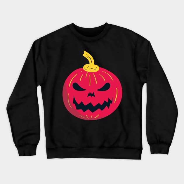 Red Creepy Pumpkin Crewneck Sweatshirt by rueckemashirt